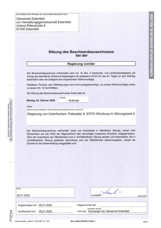 Sitzung des Beschwerdeausschusses