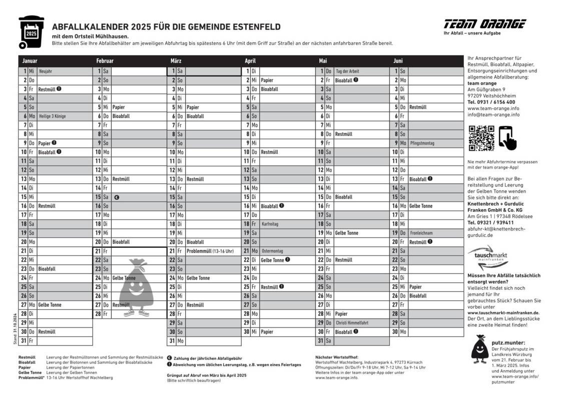 Abfallkalender 2025 Estenfeld